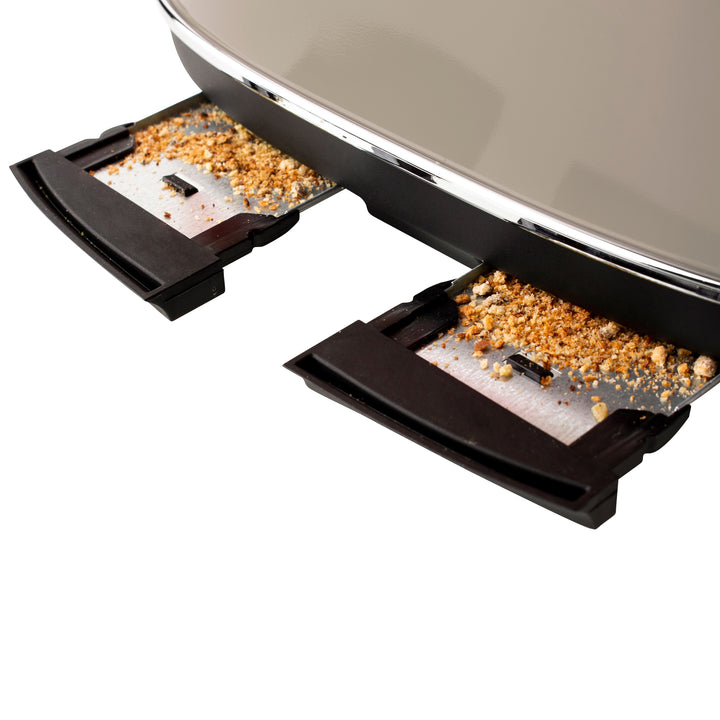 Haden 4 Slice Wide Slot Stainless Steel Toaster w/ Crumb Tray, Putty (Open Box) - VMInnovations