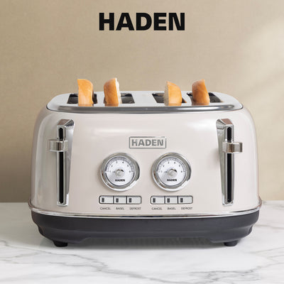 Haden Dorset Wide Slot Stainless Steel Toaster with Crumb Tray, Putty (Used)