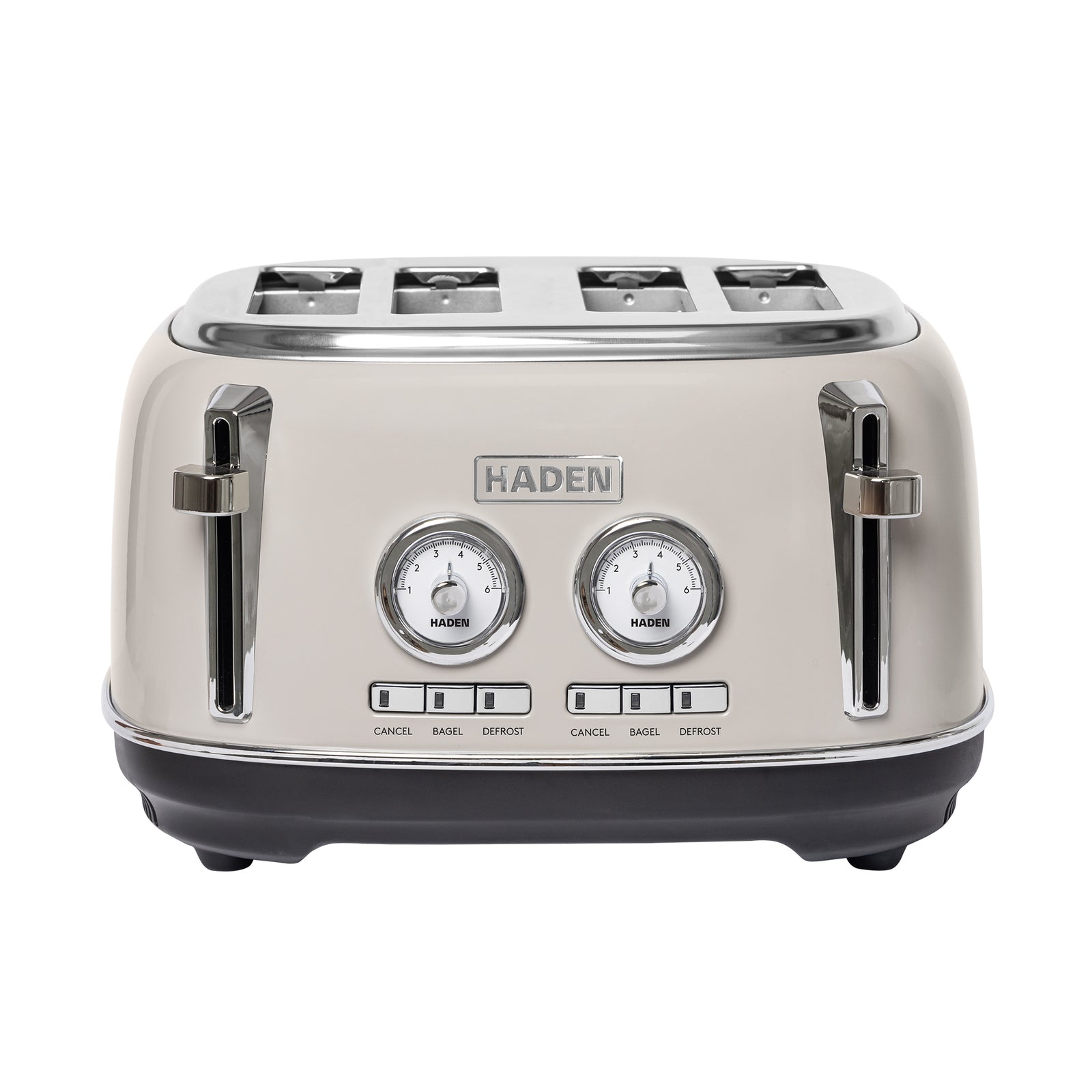 Haden Dorset 4 Slice Wide Slot Stainless Steel Toaster, Putty & Chrome - VMInnovations