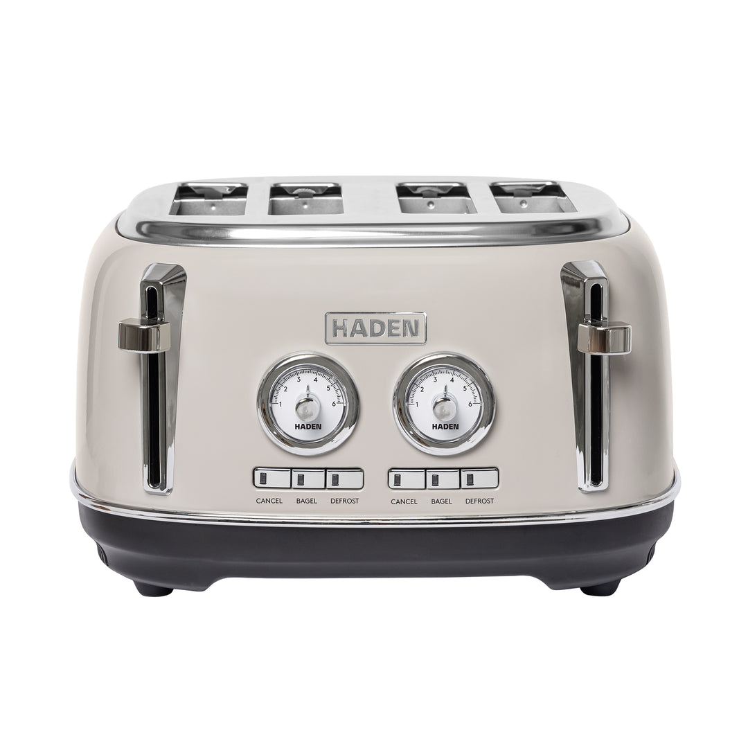 Haden 4 Slice Wide Slot Stainless Steel Toaster w/ Crumb Tray, Putty (Open Box)