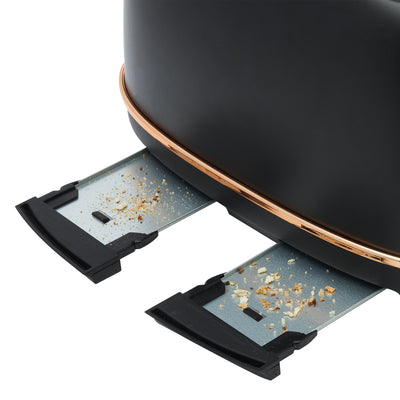 Haden Dorset 4 Slice Wide Slot Toaster with Tray, Black/Copper (For Parts) - VMInnovations