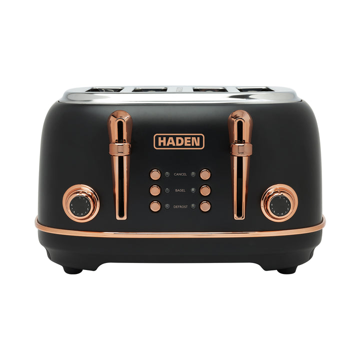 Haden Heritage 4 Slice Toaster & Dorset 1.7L Electric Water Kettle, Black/Copper