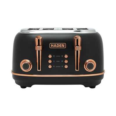 Haden Heritage 4 Slice Toaster & Dorset 1.7L Electric Water Kettle, Black/Copper