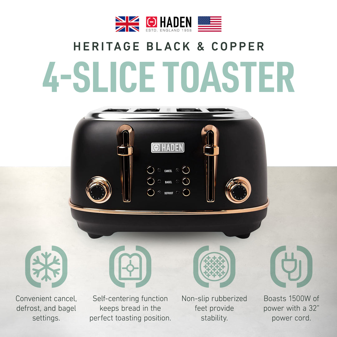 Haden Dorset 4 Slice Wide Slot Stainless Steel Toaster with Tray (Used)