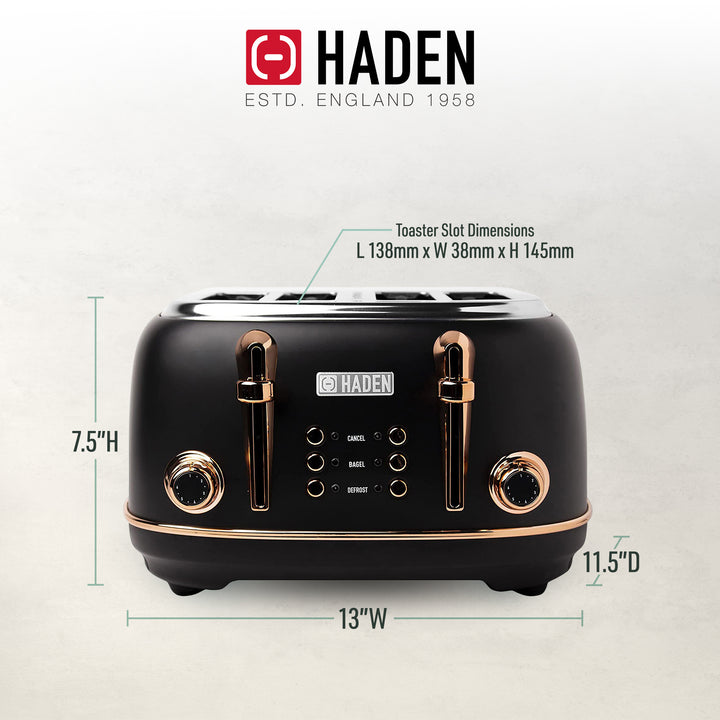 Haden Dorset 4 Slice Wide Slot Stainless Steel Toaster with Tray (Used)