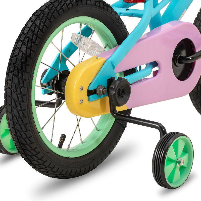 JOYSTAR Macarons Kids Bike for Girls Ages 4-7 with Training Wheels, 16", Rainbow