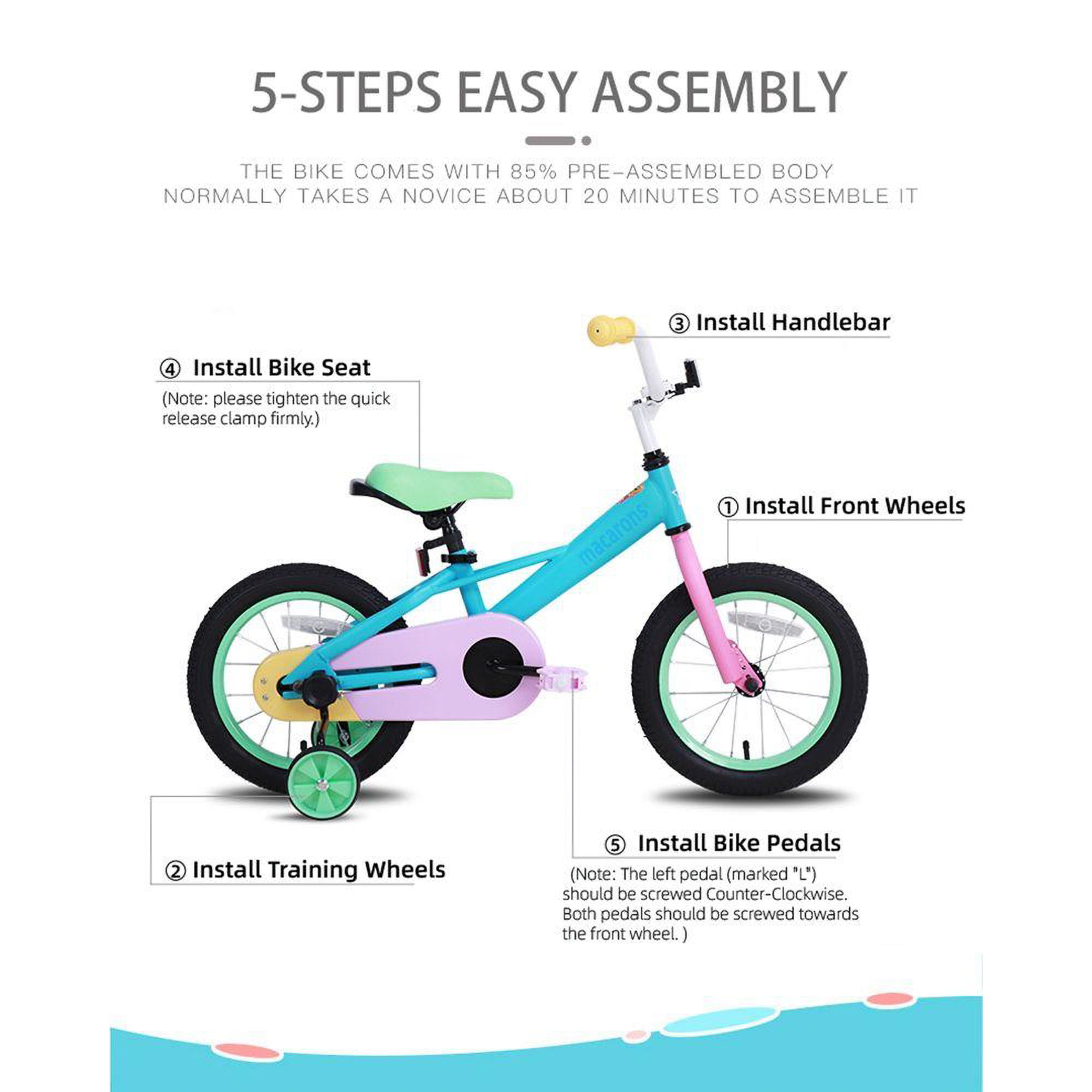 JOYSTAR Macarons Kids Bike for Girls Ages 4-7 with Training Wheels, 16" (Used) - VMInnovations