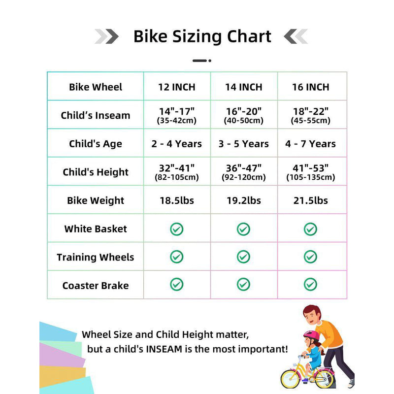 JOYSTAR Macarons Kids Bike for Girls Ages 4-7 with Training Wheels, 16", Rainbow
