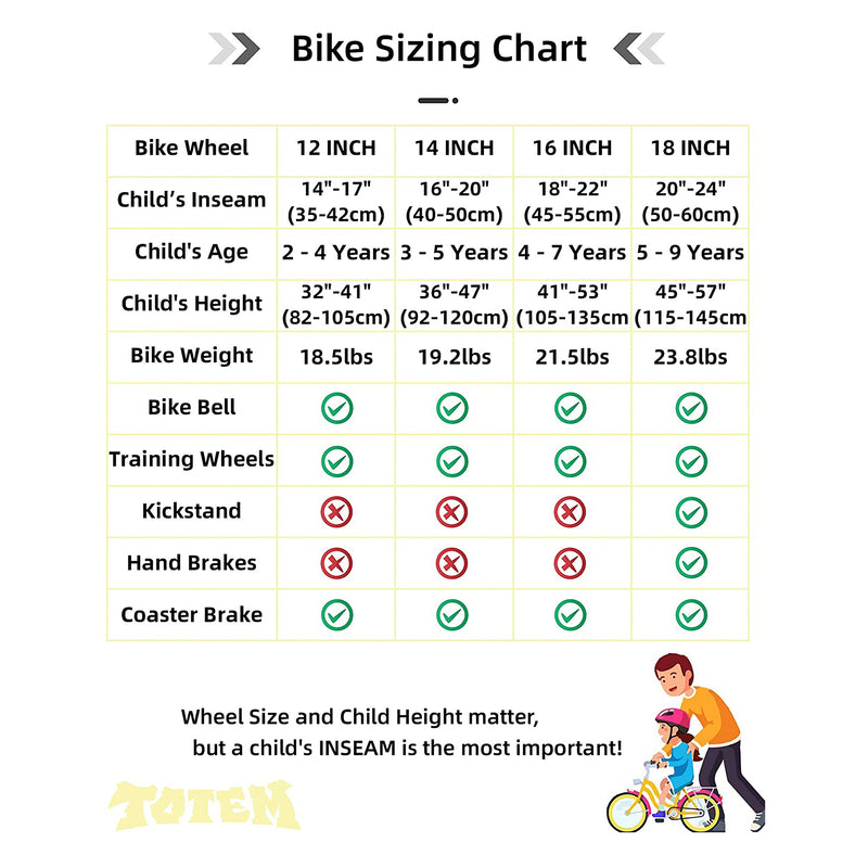 JOYSTAR Totem Kids Bike for Boys Ages 3-5 w/ Training Wheels, 14 Inch (Open Box)