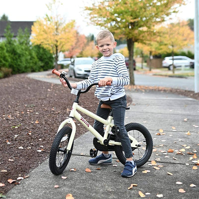 JOYSTAR Totem Kids Bike for Ages 3-5 w/ Training Wheels, 14 Inch, Ivory (Used) - VMInnovations