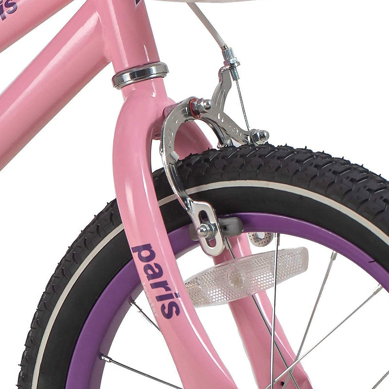 JOYSTAR Paris Kids Bike for Girls Ages 5-9 w/ Training Wheels, 18", Purple/Pink