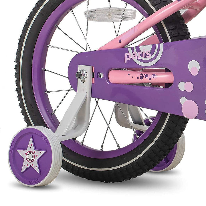 JOYSTAR Kids Bike Girls Ages 5-9 w/ Training Wheels, 18", Purple/Pink (Open Box)