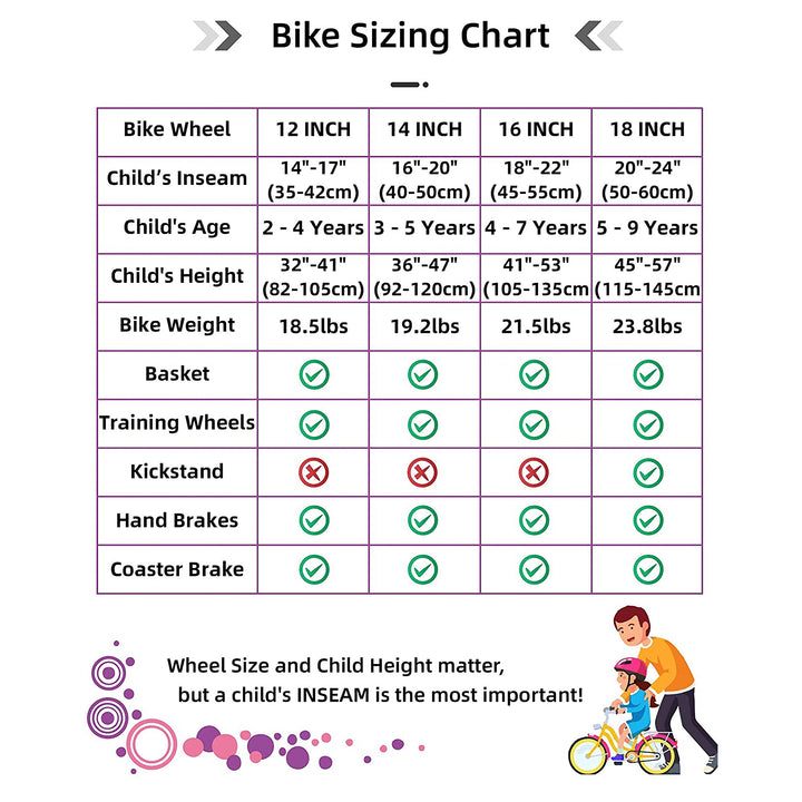 JOYSTAR Kids Bike Girls Ages 5-9 w/ Training Wheels, 18", Purple/Pink (Open Box)