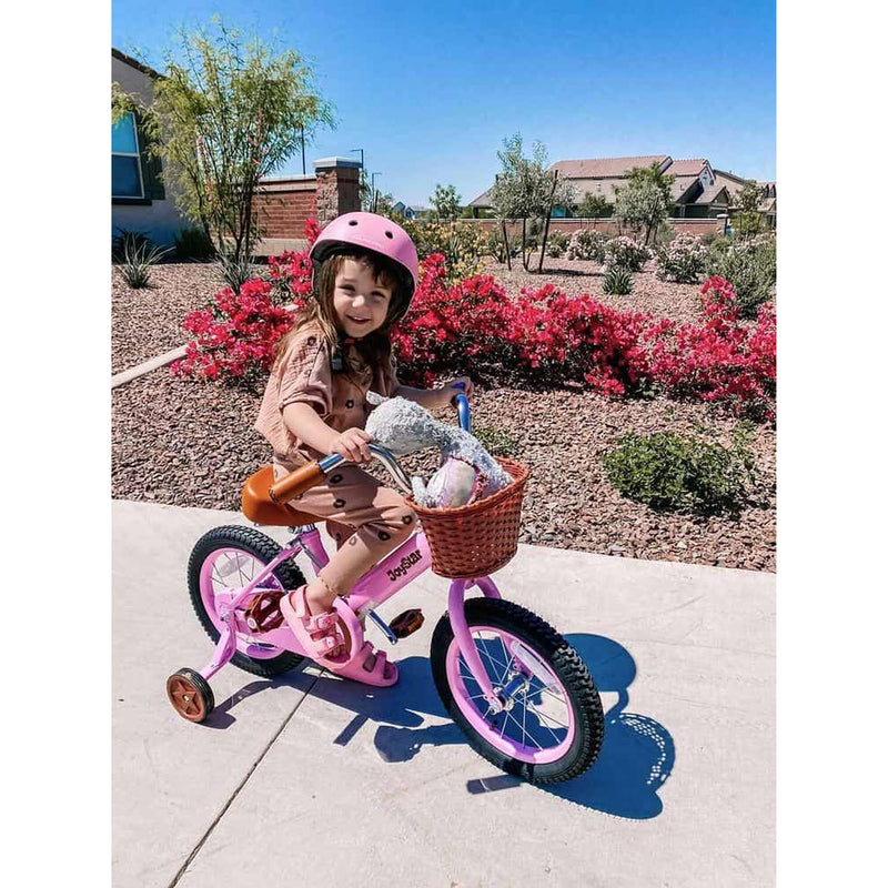 Joystar Vintage 12" Ages 2-7 Kids Training Wheel Bike w/Basket, Pink (Open Box)