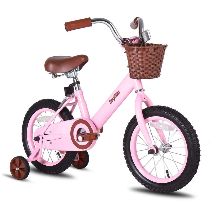 Joystar Vintage 14 Inch Ages 3 to 6 Kids Training Wheel Bike with Basket, Pink