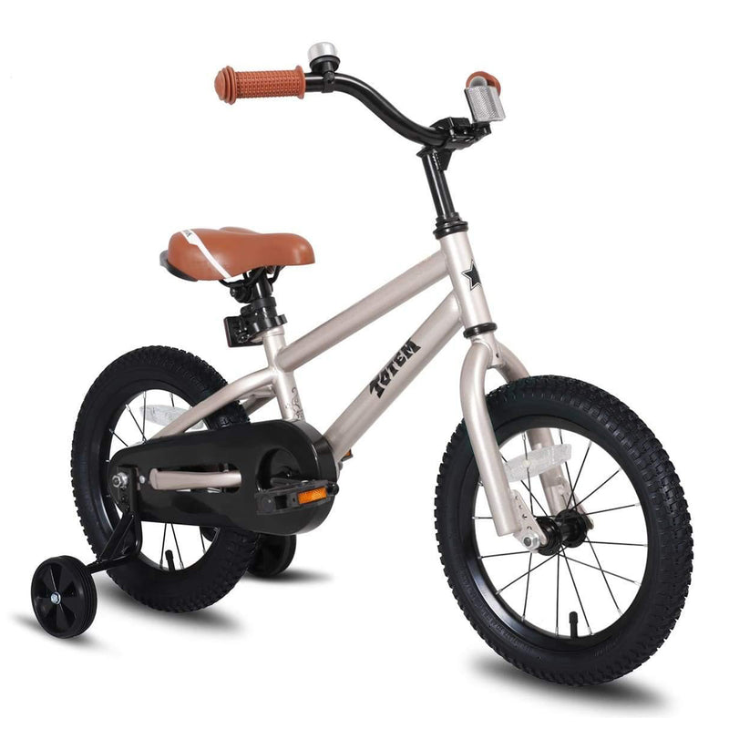 JOYSTAR Totem Bike for Boys & Girls Ages 3-5 w/ Training Wheels, 14", Silver