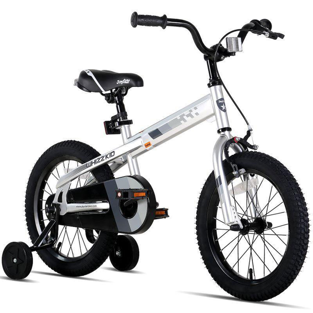 Joystar Whizz Kids Bike for Boys & Girls Ages 5-9 with Kickstand, 18", Silver - VMInnovations