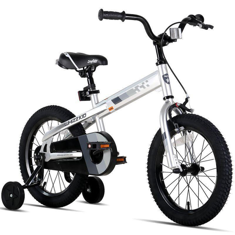 Joystar Whizz Kids Bike for Boys & Girls Ages 5-9 with Kickstand, 18", Silver