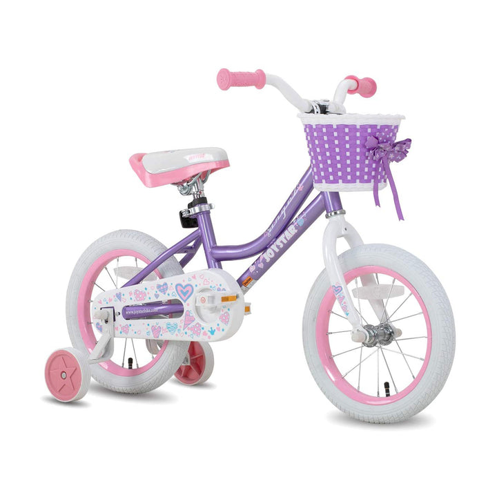 Joystar Angel 18 In Kids Bike w/ Training Wheels, Ages 5-9, Pink & Purple (Used)