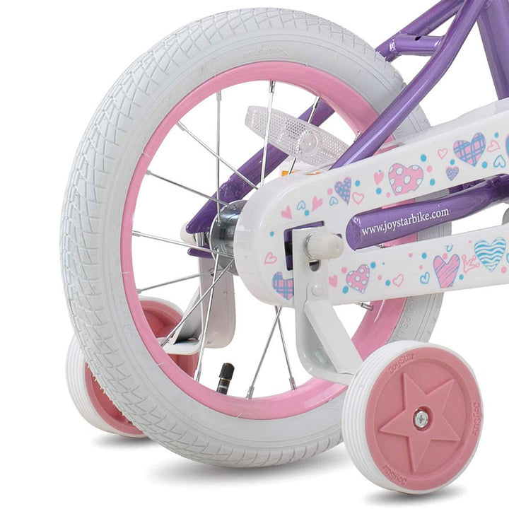 Joystar Angel 18 In Kids Bike w/ Training Wheels, Ages 5-9, Pink & Purple (Used)