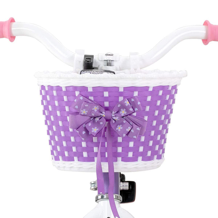 Joystar Angel 18 In Kids Bike w/ Training Wheels, Ages 5-9, Pink & Purple (Used)