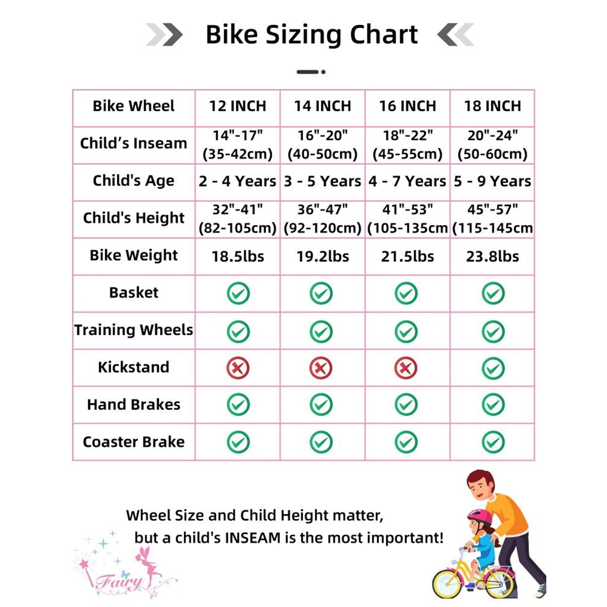Fairy 14 In Kids Bike w/Training Wheels for Ages 3 to 5, Pink & Blue (Open Box) - VMInnovations