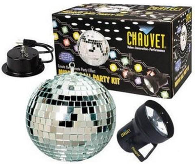 CHAUVET MBK-2 12" Mirror Disco Ball Party Kit + Pinspot