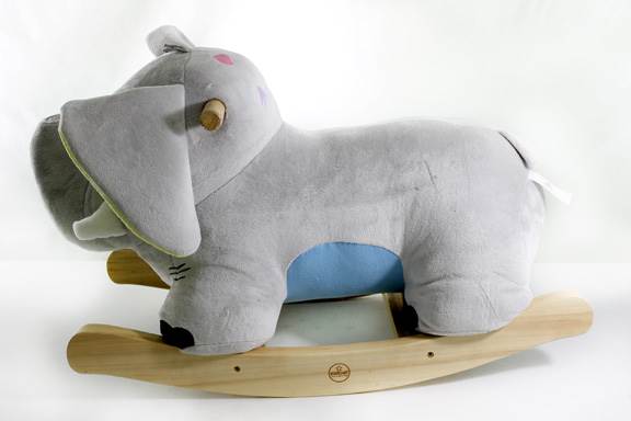 KidKraft Gray Elephant Kids Plush Musical Rocker Chair