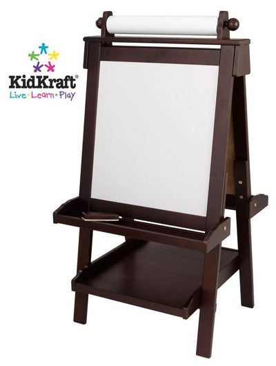 KidKraft Deluxe Wooden Easel Art Center - Espresso - Open Box