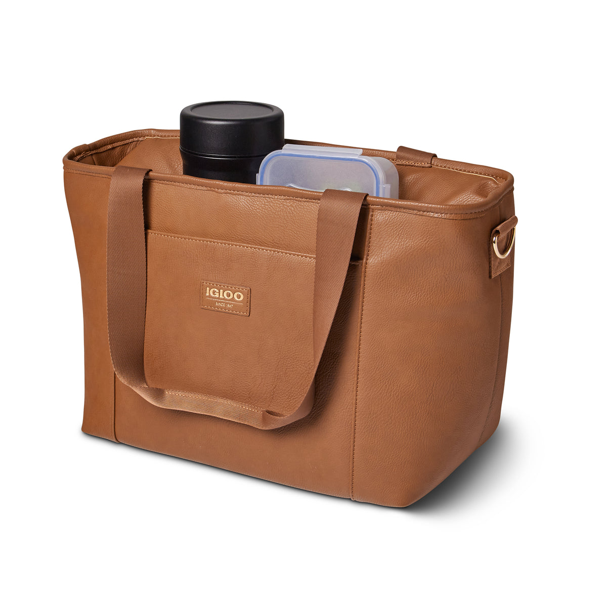 Igloo Luxe PU Leather Insulated Tote Cooler Bag with Detachable Strap (Open Box)