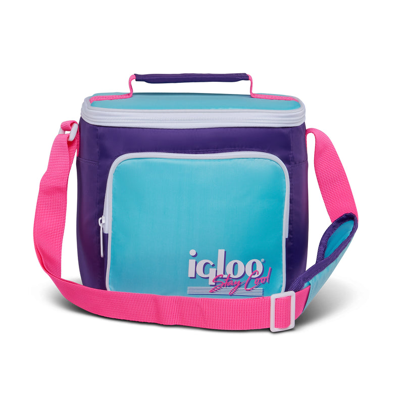 Igloo 90s Retro Collection Square Neon Lunch Box Soft Side Cooler Bag, Purple
