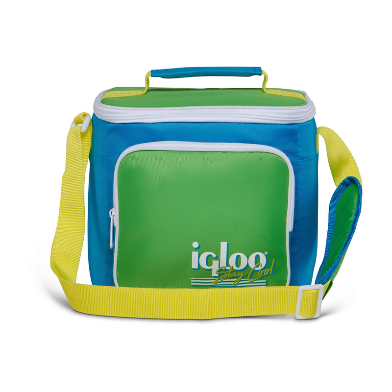 Igloo 90s Retro Collection Square Lunch Box Soft Side Cooler Bag, Fiesta Blue