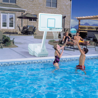 Dunn-Rite Adjustable Height Swimming Pool Basketball Hoop, White (Open Box)