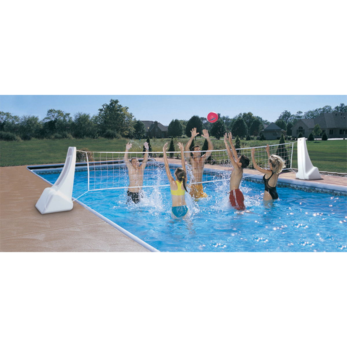 Dunn-Rite PoolSport Combination Volleyball Basketball Set with Regulation & Ball