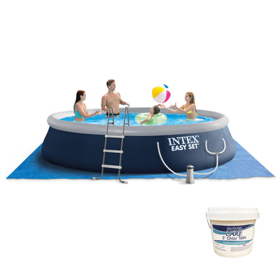 Intex Easy Set 15ft x 42in Above Ground Pool w/ Pump & 25 Lbs Chlorine Tablets