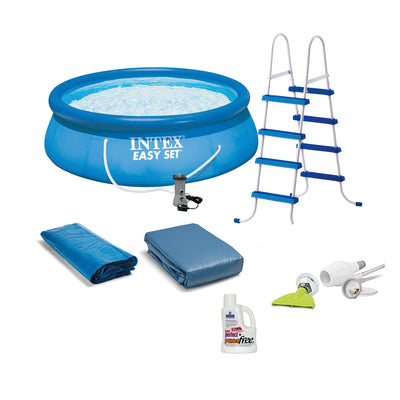 Intex 15ft x 48in Inflatable Pool with Pump, Vacuum, & Natural Chemistry Kit