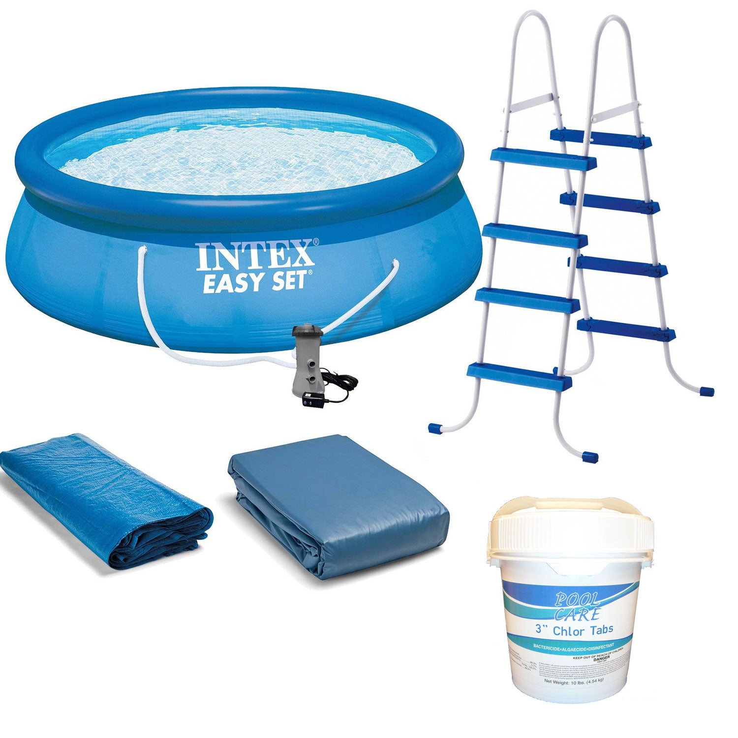 Intex 15' x 48" Inflatable Above Ground Bundle w/ Pool Care Chlorine Tabs, 10 Lb