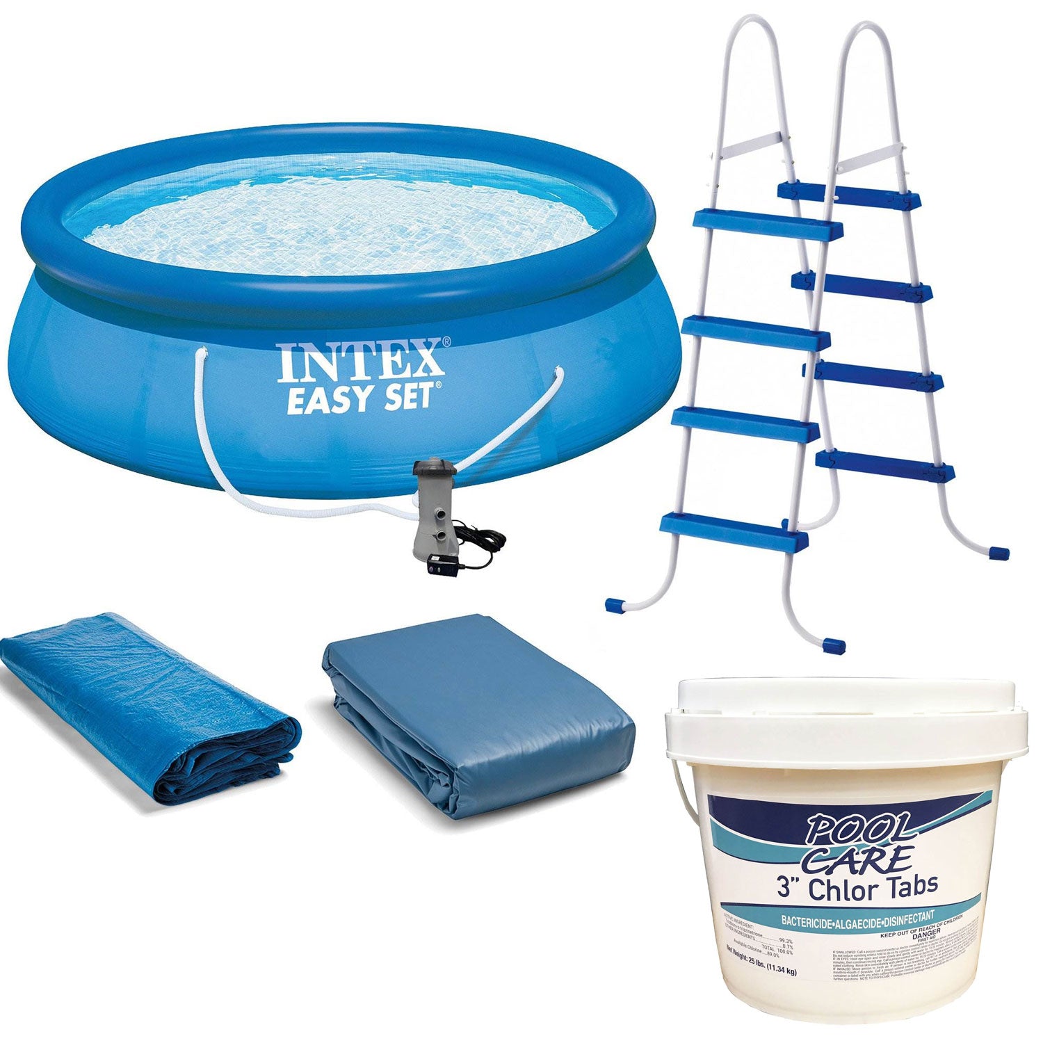 Intex 15' x 48" Inflatable Above Ground Bundle w/ Pool Care Chlorine Tabs, 25 Lb