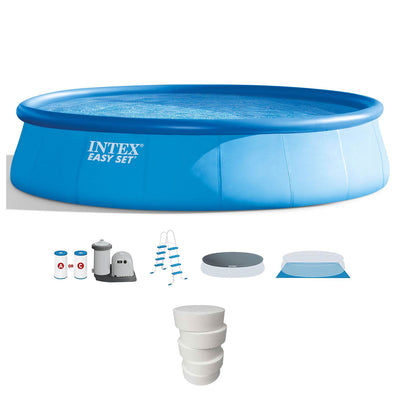 Intex 18 x 4 ft Inflatable Above Ground Pool Set w/ Pool Care Chlorine, 5 Lbs