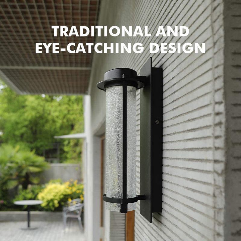 Lutec Aquarius LED 600 Lumen Modern Porch Wall Lamp w/ Seeded Glass (Open Box)