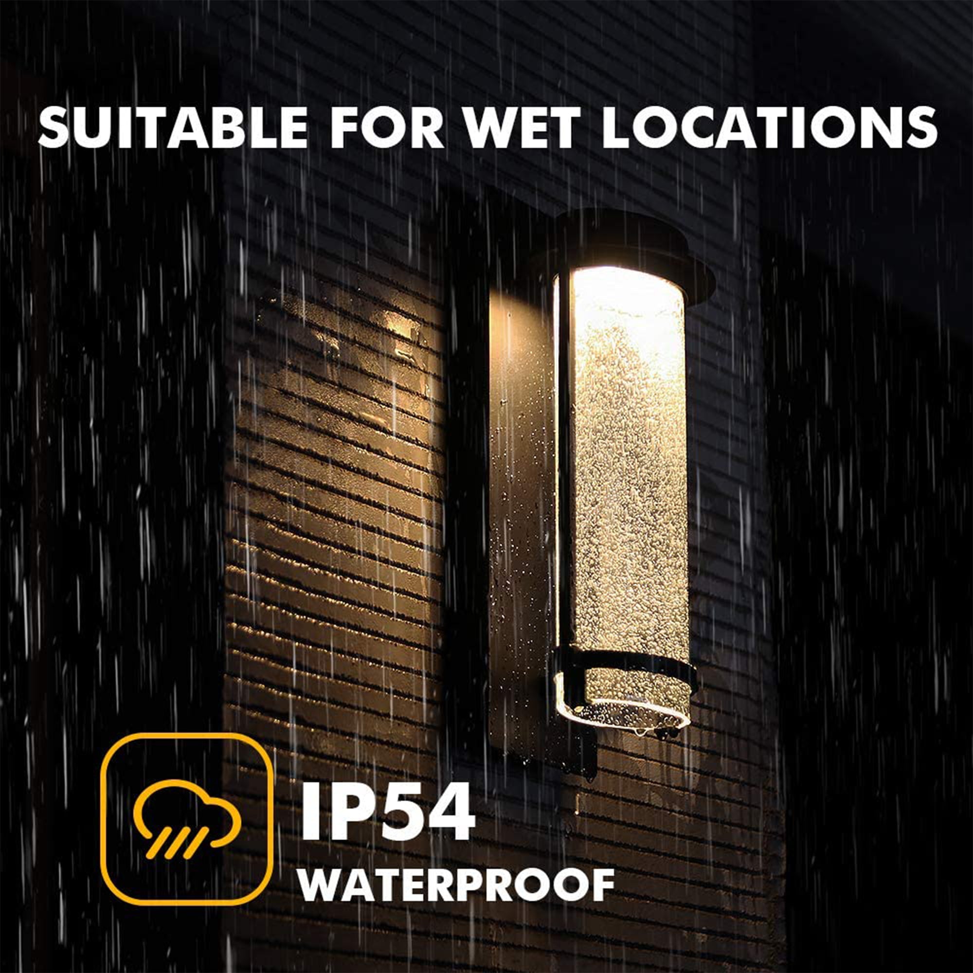 Lutec Aquarius LED 600 Lumen Modern Porch Wall Lamp w/ Seeded Glass (Open Box) - VMInnovations