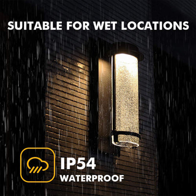 Lutec Aquarius LED 600 Lumen Modern Porch Wall Lamp w/ Seeded Glass (Open Box) - VMInnovations