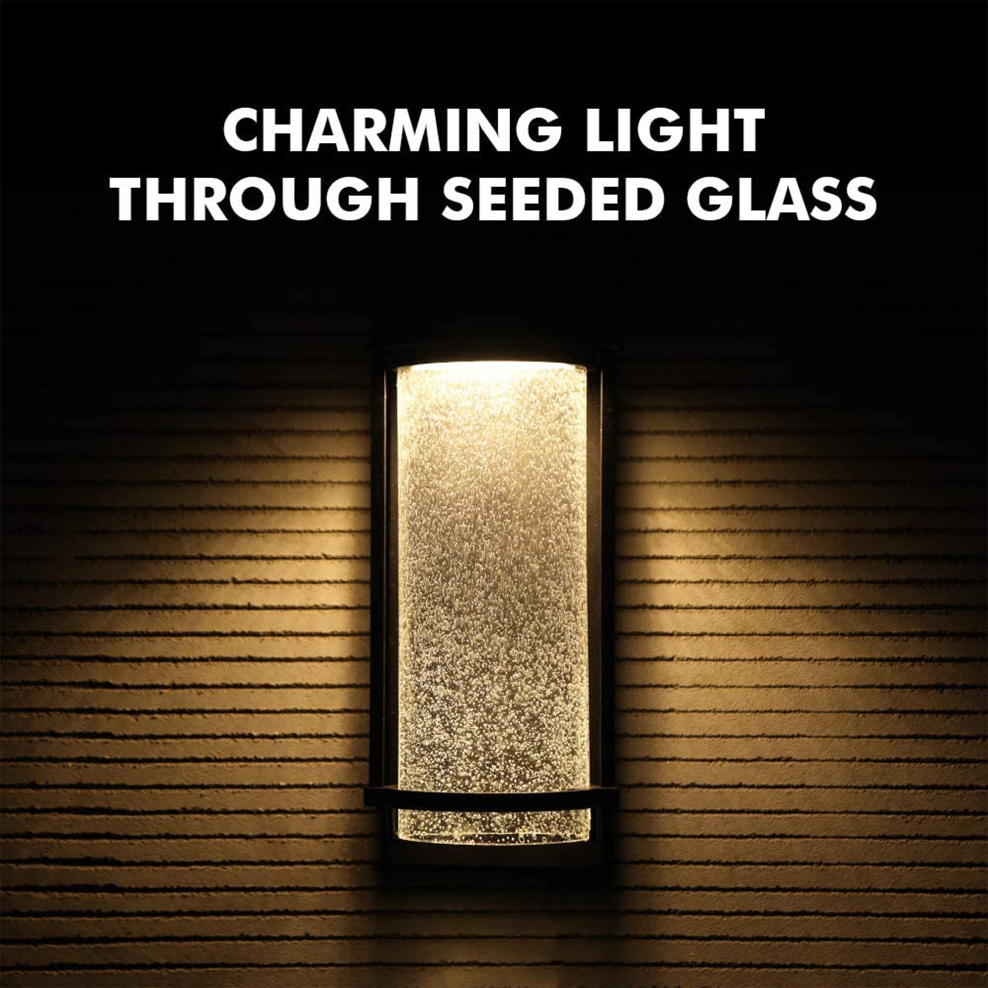 Lutec Aquarius LED 600 Lumen Modern Porch Wall Lamp w/ Seeded Glass (Open Box) - VMInnovations