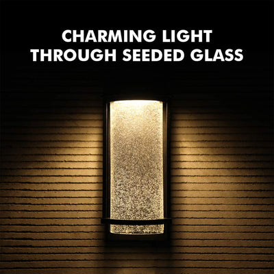 Lutec Aquarius LED 600 Lumen Modern Porch Wall Lamp w/ Seeded Glass (Open Box) - VMInnovations