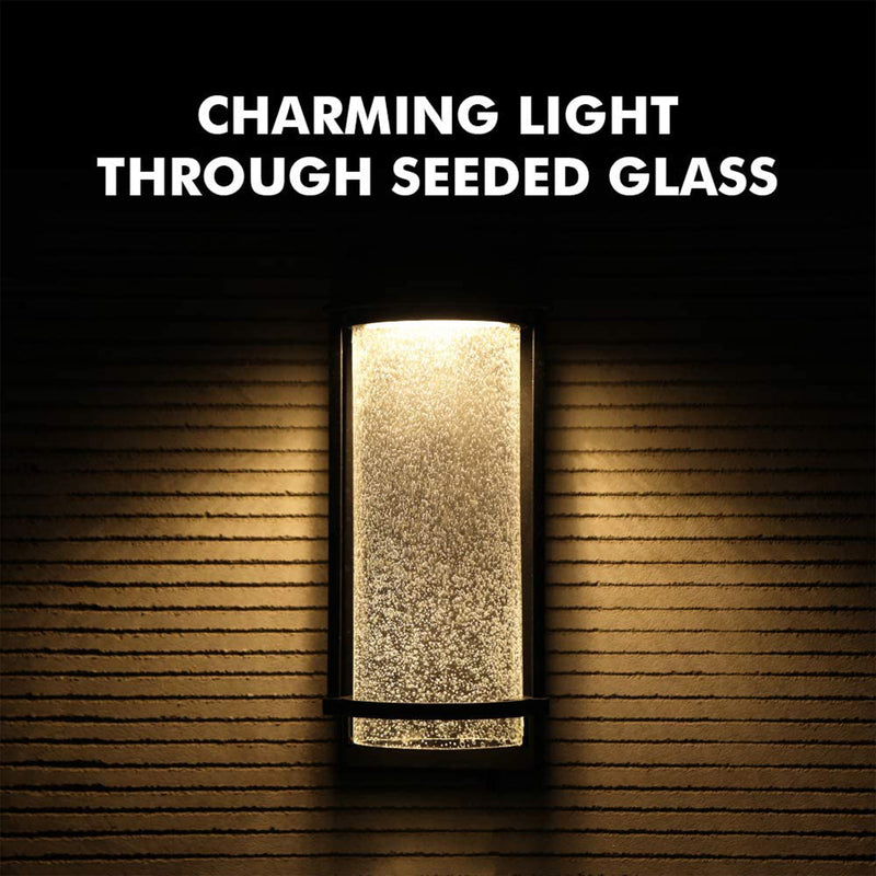 Lutec Aquarius LED 600 Lumen Modern Porch Wall Lamp w/ Seeded Glass (Open Box)