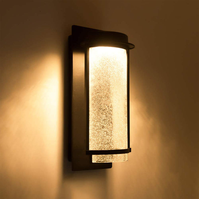 Lutec Aquarius LED 600 Lumen Modern Porch Wall Lamp w/ Seeded Glass (Open Box)