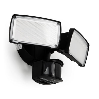 Lutec Outdoor Dual Head Floodlight Home Security Motion Sensor Light, Black