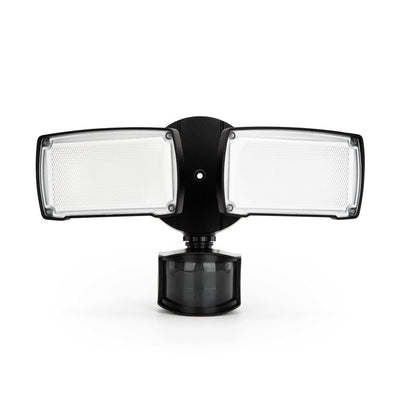 Lutec Outdoor Dual Head Floodlight Home Security Motion Sensor Light, Black