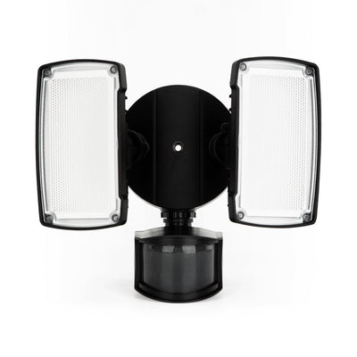 Lutec Outdoor Dual Head Floodlight Home Security Motion Sensor Light, Black