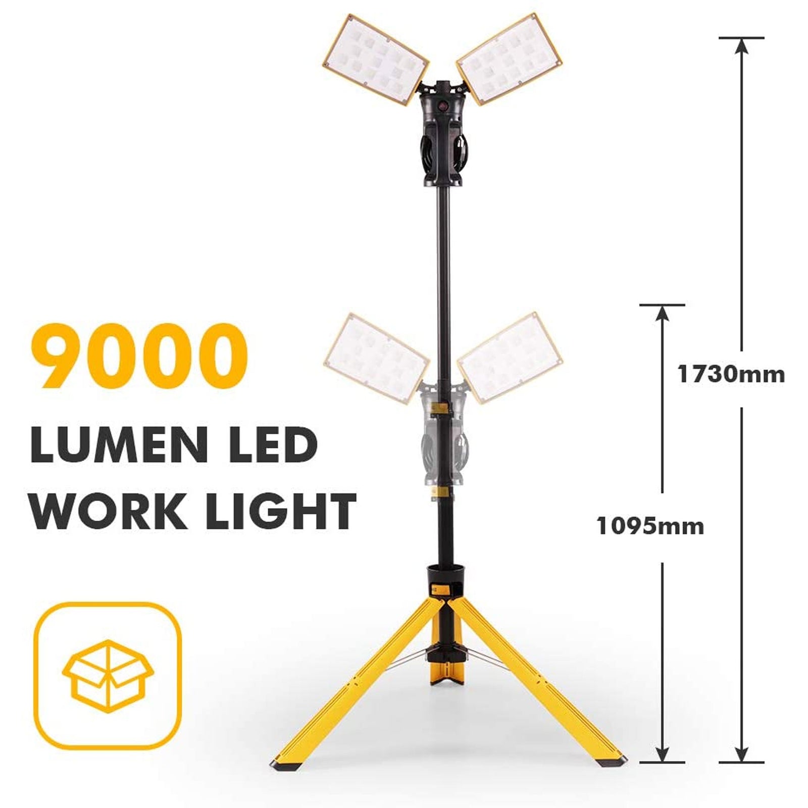 9000 Lumen Rotating Dual Head LED Adjustable Portable Work Light w/ Stand (Used) - VMInnovations